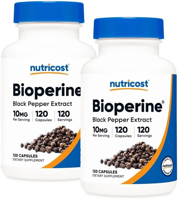 뉴트리코스트 바이오페린 블랙페퍼 추출물 10mg 캡슐 Nutricost Bioperine, 2개, 120정 - 쿠팡