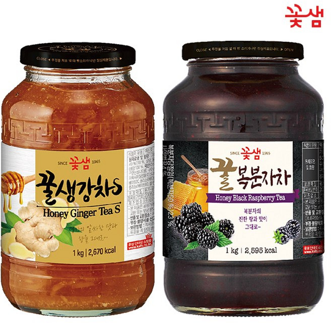 꽃샘 꿀생강차S 1kg +꿀복분자차 1kg, 1개입
