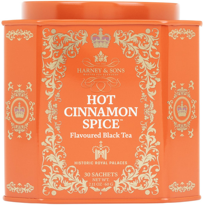 Harney & Sons Sons 핫 시나몬 스파이스 티 - Harney & Sons Hot Cinnamon Spice Tea | Tin of 30 Sachets of Spicy, 1개, 75g