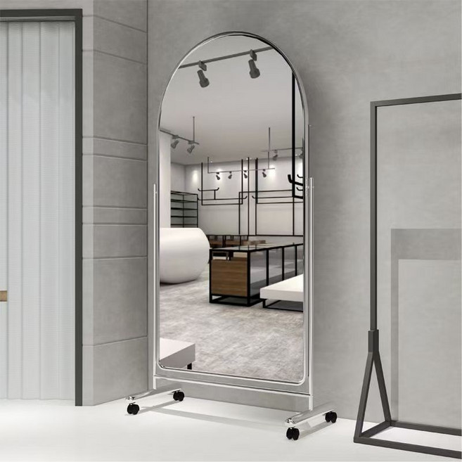 YAPOGI 이동식 안전유리 인테리어 거울 전신거울, 은색A