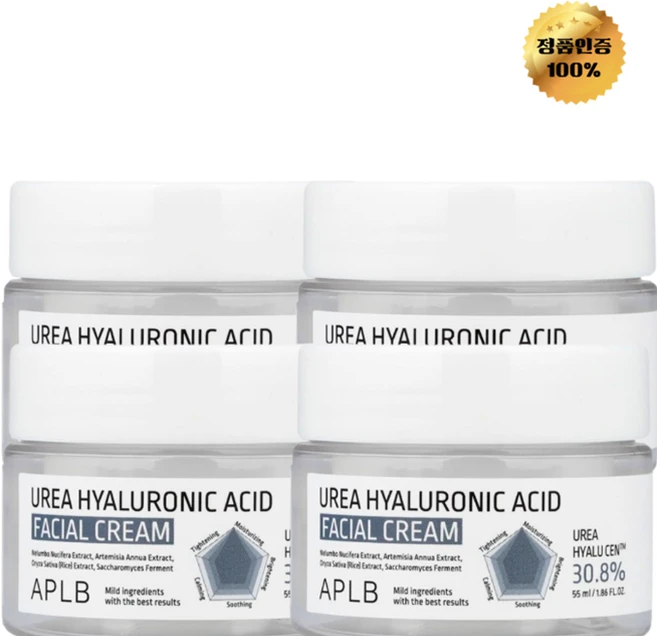 2+2 APLB 우레아 히알루론산 페이셜 크림 55ml, 4개 - 쿠팡