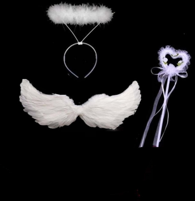 3종 세트 천사날개 머리띠 천사봉 코스튬 코스프레 파티 용품, 1세트