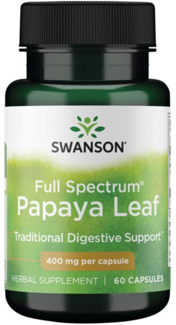 Swanson 파파야 리프 400mg 캡슐, 1개, 60정