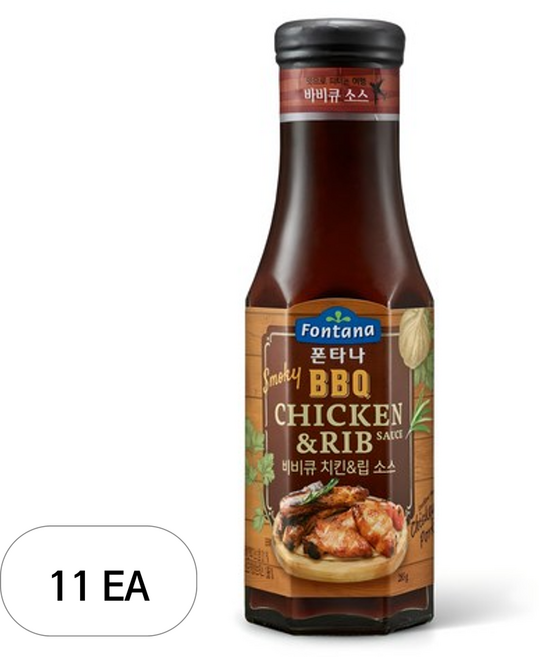 폰타나 스모키 비비큐 치킨 앤 립 소스, 285g, 11개