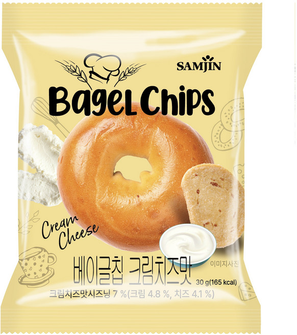 삼진 베이글칩 크림치즈맛, 30g, 1개