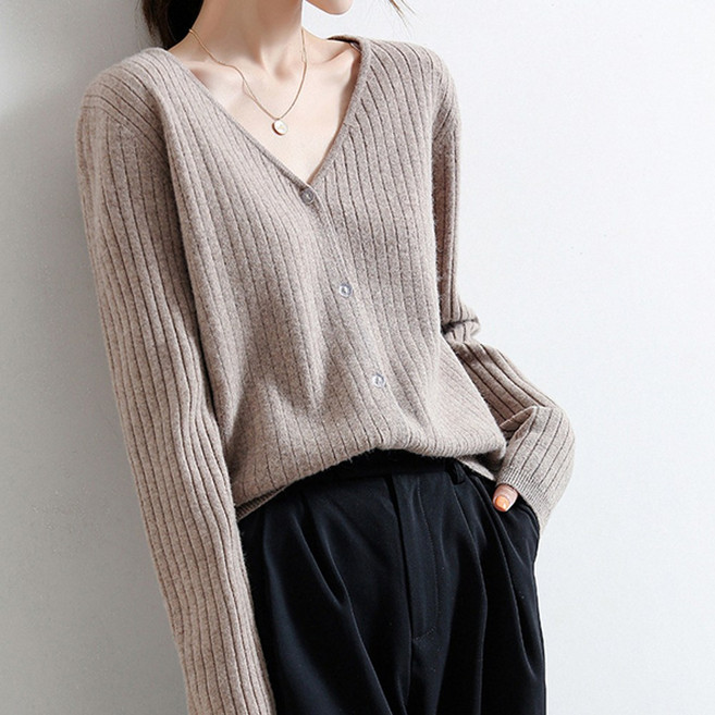 에리페 여성용 베힐리 V넥 골지 니트 가디건