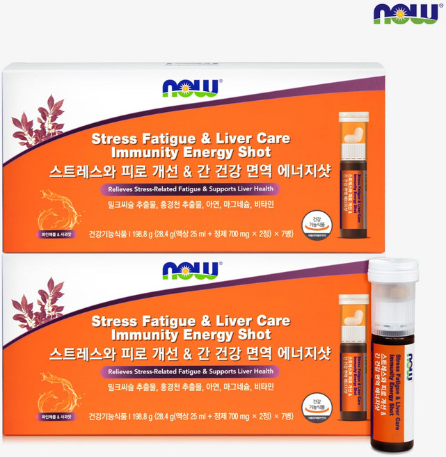 나우푸드 스트레스와 피로 개선 & 간 건강 면역 올인원 에너지샷 7개입 2박스, 7정, 2개