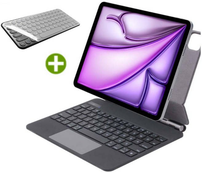 아이패드 에어6 세대 M2 에어 7세대 M3 호환 11인치 13인치 매직 키보드 블루투스 케이스 한글 각인 iPad Air 케이스나라, 블랙