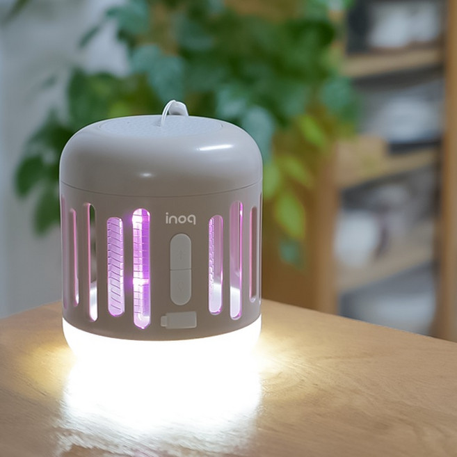 무선 LED 충전식 해충 모기 퇴치기 6W 가정용 캠핑용 랜턴 2 IN 1 이노크 웜그레이