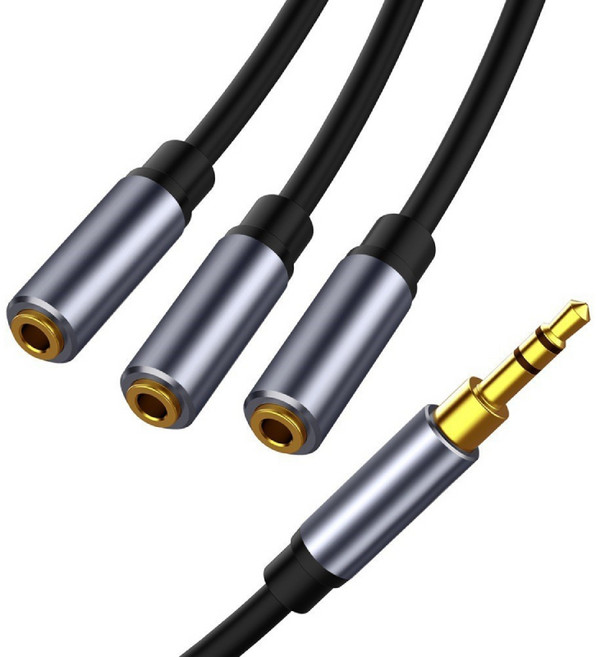 3.5mm 音源分配線, 黑色，金色接頭, 1個, 40-722-04(1公3母)