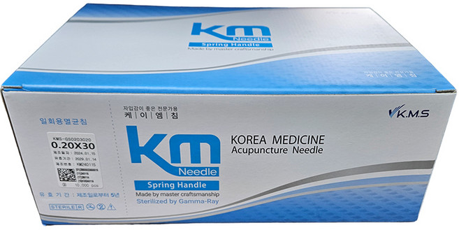 국산침 KM침 멸균 일회용침 0.20 x 0.30mm 두쌈용 1000쌈(10박스 10 000개입) 사이즈 0.20 x 0.30mm 두쌈용, 10000개