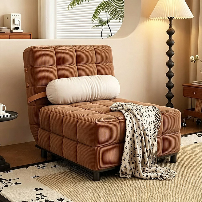 休閒沙發床 懶人沙發 貴妃椅 多功能變形床, 棕色, 1個