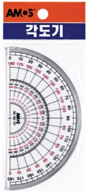 아모스 각도기 학교 준비물 수학 학용품 자 AM-707, 단품, 단품