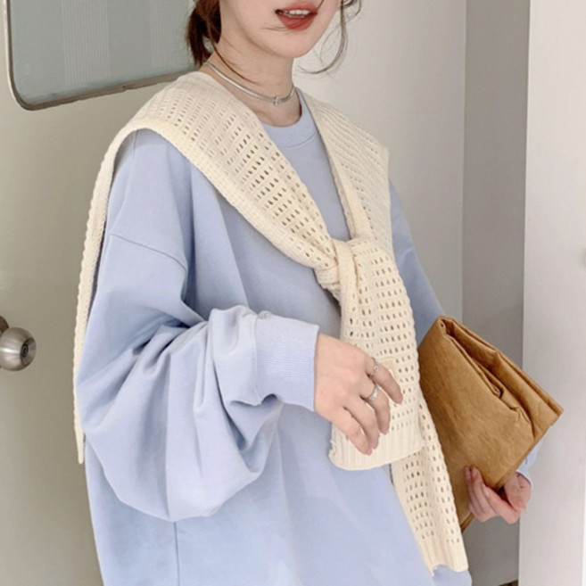 여성 어깨숄 니트 가디건 숄타입 레이어드