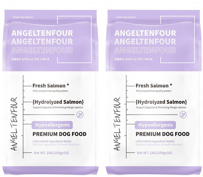 엔젤텐포 강아지 LID 눈물 피부 깨끗 수제사료, 2개, 1kg, 연어