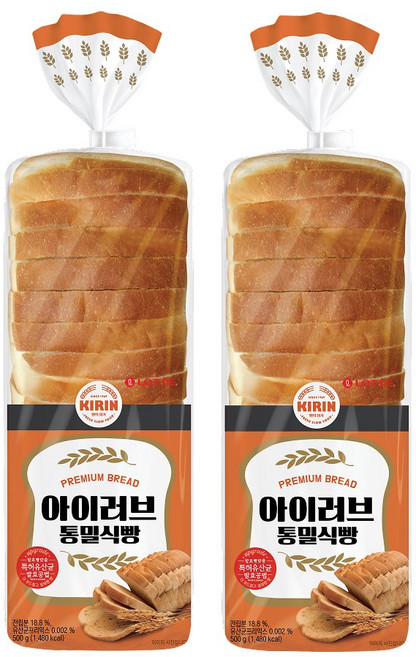 롯데 기린 아이러브 통밀식빵, 500g, 2개