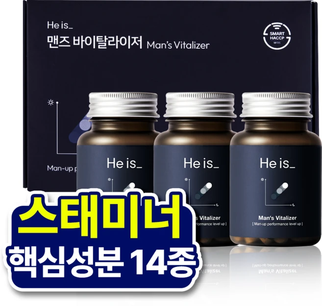 히이즈 맨즈 바이탈라이저 남성활력&스태미너 14종 아연, 60정, 3개 - 쿠팡