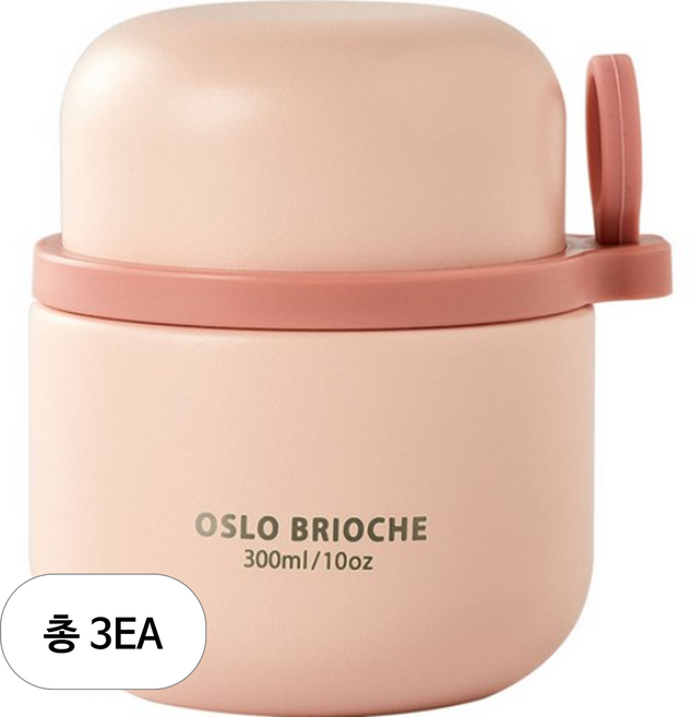 오슬로 브리오슈 스테인리스 316 푸드자, 핑크, 300ml, 3개