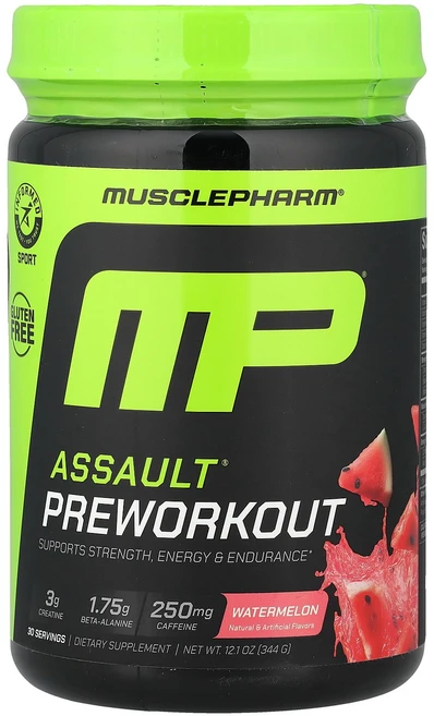 MusclePharm Assault® 운동 전 보충제 수박 맛 (12.1oz) - 쿠팡