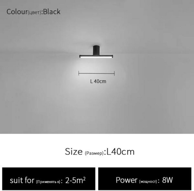 서라운드뷰 심플 LED 천장 조명 모던 북유럽 크리에이티브 스트립 미니멀리스트 거실 복도 발코니 침실, 09 black L40cm, 03 Neutral light(4000K)