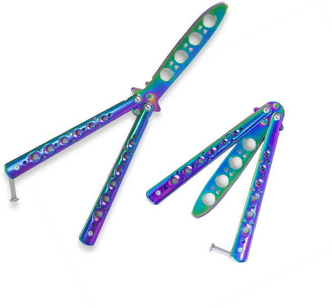 발리송 트레이너 날없는 연습용 버터플라이 나이프 2p, 2pcs 1set, 홀로그램