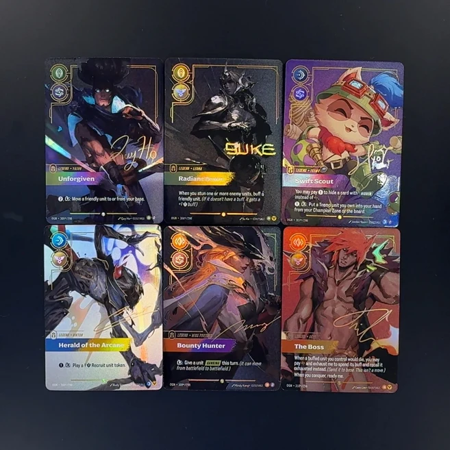 리프트바운드 리그 오브 레전드 사인드 카드 오버넘버 챔피언스 텍스처드 포일 카이사 티모 빅토르, 03 set 2 6pcs