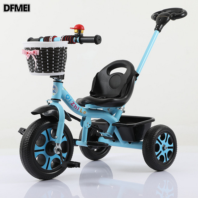 DFMEI 兒童三輪車摺疊腳踏1-3-6歲兒童自行車嬰兒手推車寶寶腳踏車單車, 1個, 1cm, 高配藍推把:參考詳情