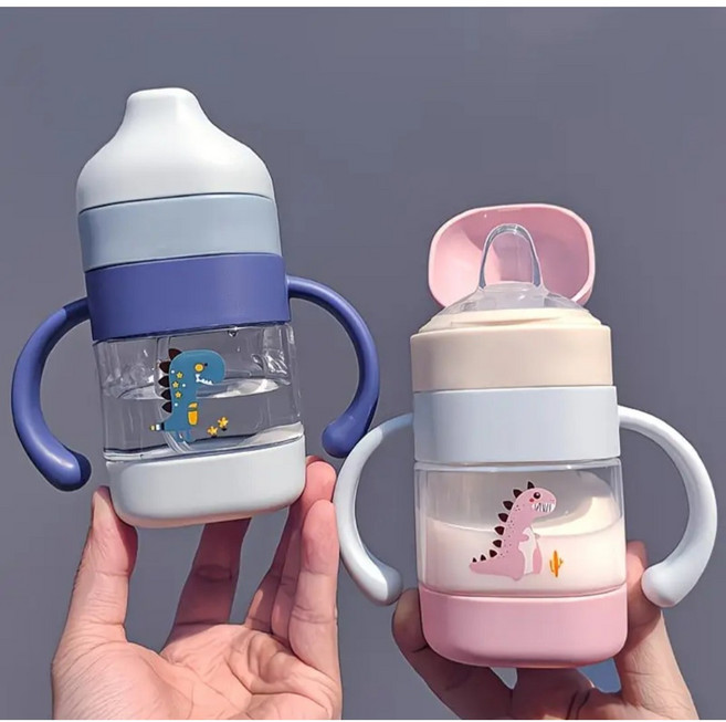 코지베베 물이 새지 않는 추달린 스파우트컵 220ml 빨대컵 전 트레이닝 컵, 핑크, 1개