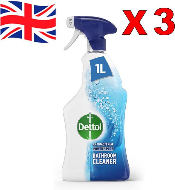 1L 3개 데톨 파워 앤 퓨어 항균 욕실 클리너 스프레이 Dettol Bathroom Cleaner Spray