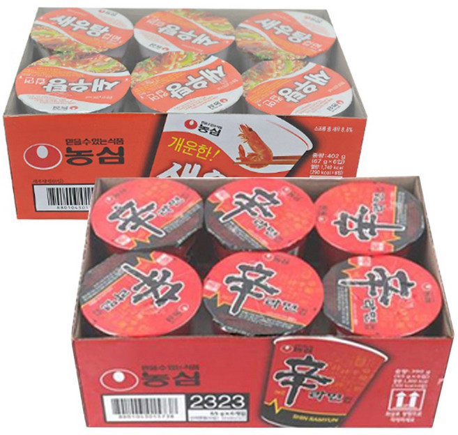 농심 새우탕컵 67g 6p + 신라면컵 65g 6p, 12개
