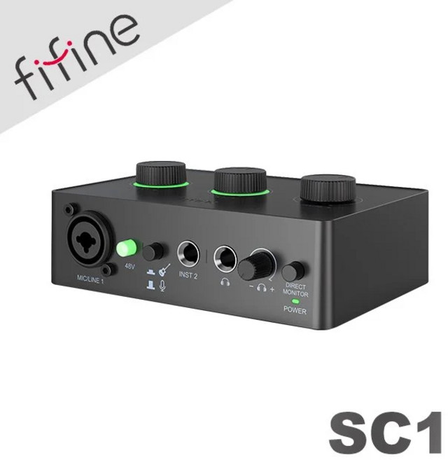 FIFINE SC1 音訊混音器 USB 直播聲卡 XLR/6.35mm插孔 48V幻象電源