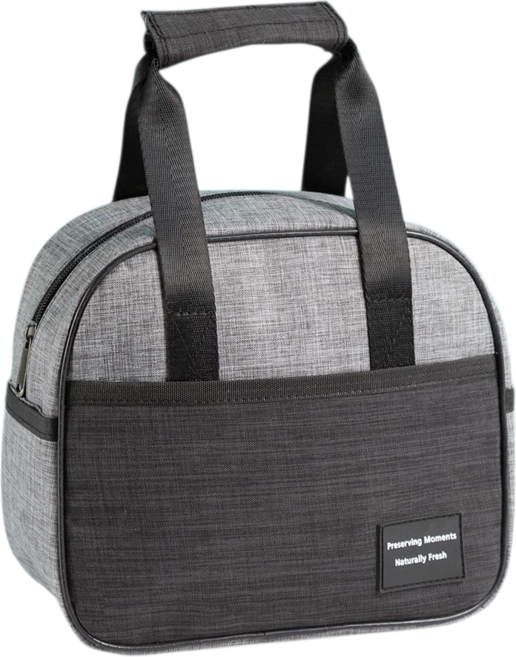 누엘리 모던 앞포켓 보온 보냉백 도시락 가방, 블랙, 1개