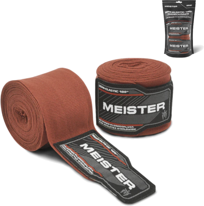 New 디자인 링사이드코리아 마이스터 복싱 핸드랩 프리미엄 반신축 격투기 붕대 4.5m 1쌍, 1세트, 브라운
