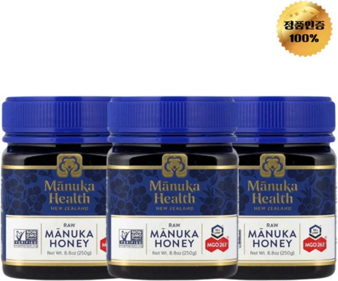 2+1 마누카헬스 무가공 마누카 꿀 UMF 10+ MGO 263+ 250g, 3개 - 쿠팡