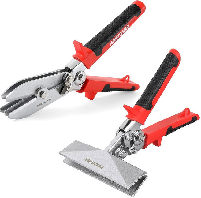 맥스파워 2피스 손잡이가 메탈 5개의 인체공학적 파이프 시트 크림퍼 핸드 시머 블레이드, 6" straight + pipe crimper