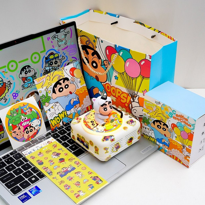 크레용신짱 블루투스 미니스피커, 조명모델-H3 스피커(스티커2개)