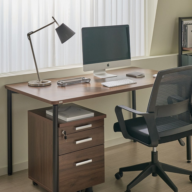 두로 LPM 베이직 데스크 1400x800, 화이트프레임, 라이트월넛, 화이트프레임/라운드/라이트월넛