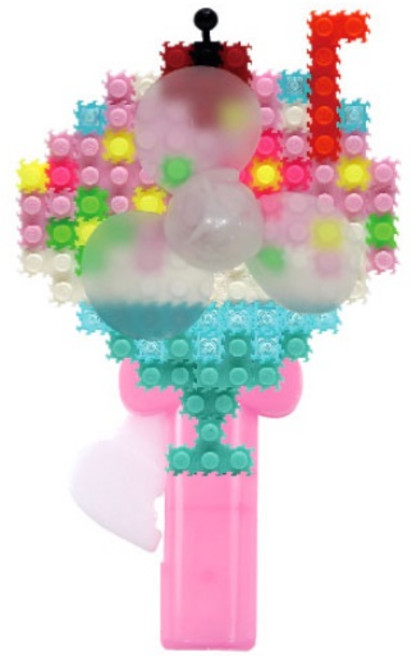 툭툭블럭 손 선풍기 만들기 세트 5종 교육용 핸디 미니 선풍기 블럭도안 포함, 1개, 색상혼합 꽃빙수