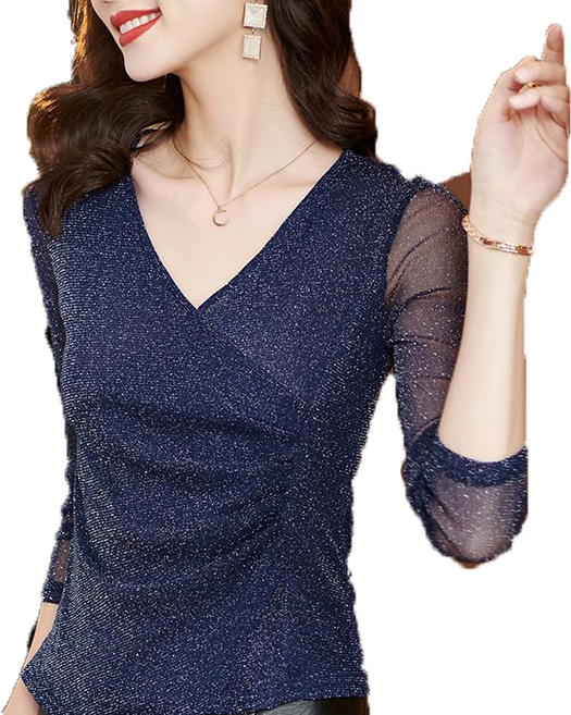 여성용 망사 슬림 스판 라인댄스복 스포츠댄스복 긴팔 티셔츠 뉴타임즈F80151 Women's T-shirt