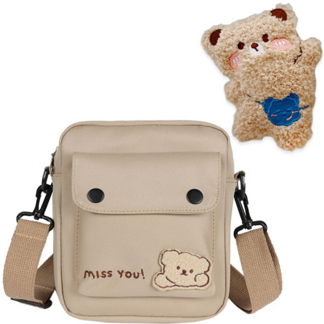 그린코코 귀여운 미니 크로스 가방 크로스백 핸드폰 가방 휴대폰가방 + 곰돌이뱃지포함