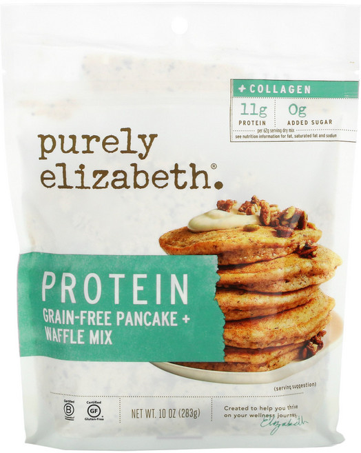 Purely Elizabeth Protein Grain-Free Pancake + Waffle Mix 10 oz (283 g) 1팩, 1개, 283g
