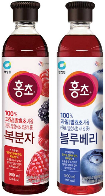 청정원 홍초 복분자+ 블루베리, 1세트, 1.8L