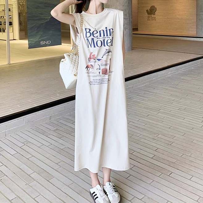 메이킹유 민소매 프린팅 라운드넥 데일리 18302뮤에르원피스
