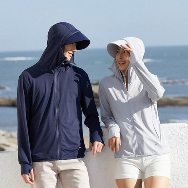 카이시 올인원 아이스쿨 선블록 후드 래쉬가드 분리형 모자 쿨토시 래쉬가드 등산 골프 바람막이, 본상품선택