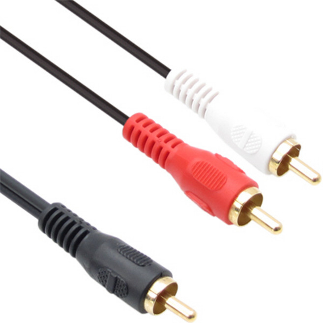 NETmate RCA to RCA 2선 Y형 케이블 3M NMA-R2300N 금도금 음성(서브우퍼)케이블 RCA-2RCA 다양한 AV기기 연결시 사용, 1개