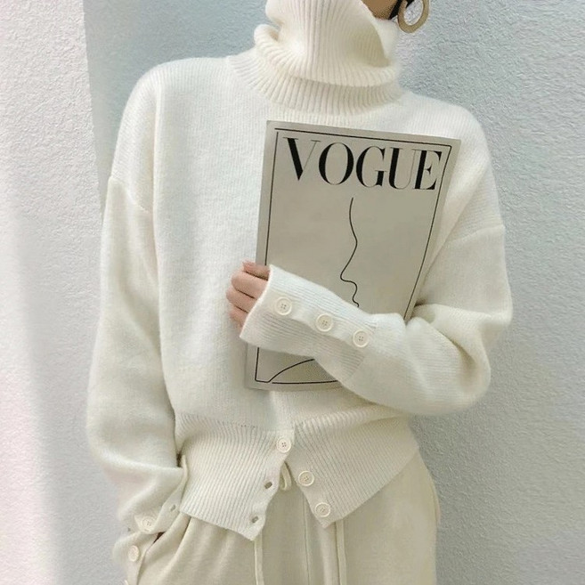 로렌미 미엘 버튼 트임 터틀넥 니트 S250925FW-9