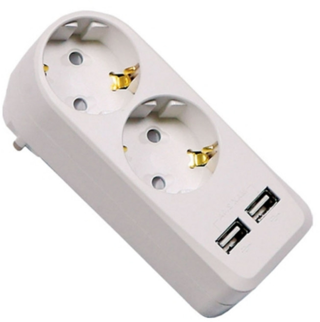 써보니)USB+2구2포트 멀티탭(U-56120/유백색), 1개, 1cm, 화이트