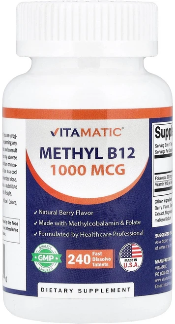 Vitamatic 바이타매틱 메틸 B12 240 패스트 디졸브 태블릿 영양제, 1개, 240정 - 쿠팡