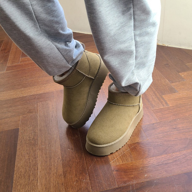 아이온미(당일배송) 여성용 겨울 방한 플랫폼 숏 털부츠