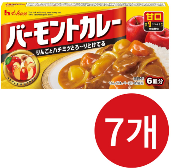 하우스푸드 바몬드 카레 순한맛, 7개, 115g
